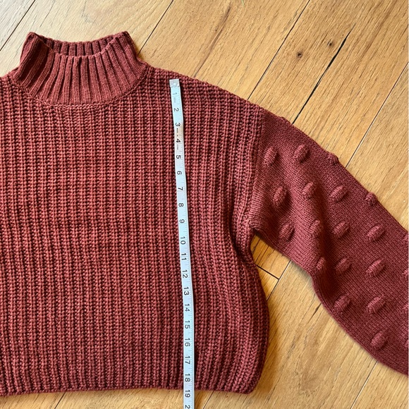 5/30🦄- Pearled Knitted Cropped Rust Sweater with Ballon Sleeves - Picture 5 of 6